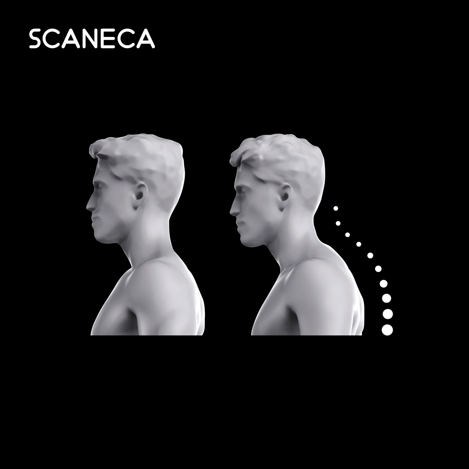 Haltungsanalyse – Vergleich zweier 3D-Köpfe seitlich