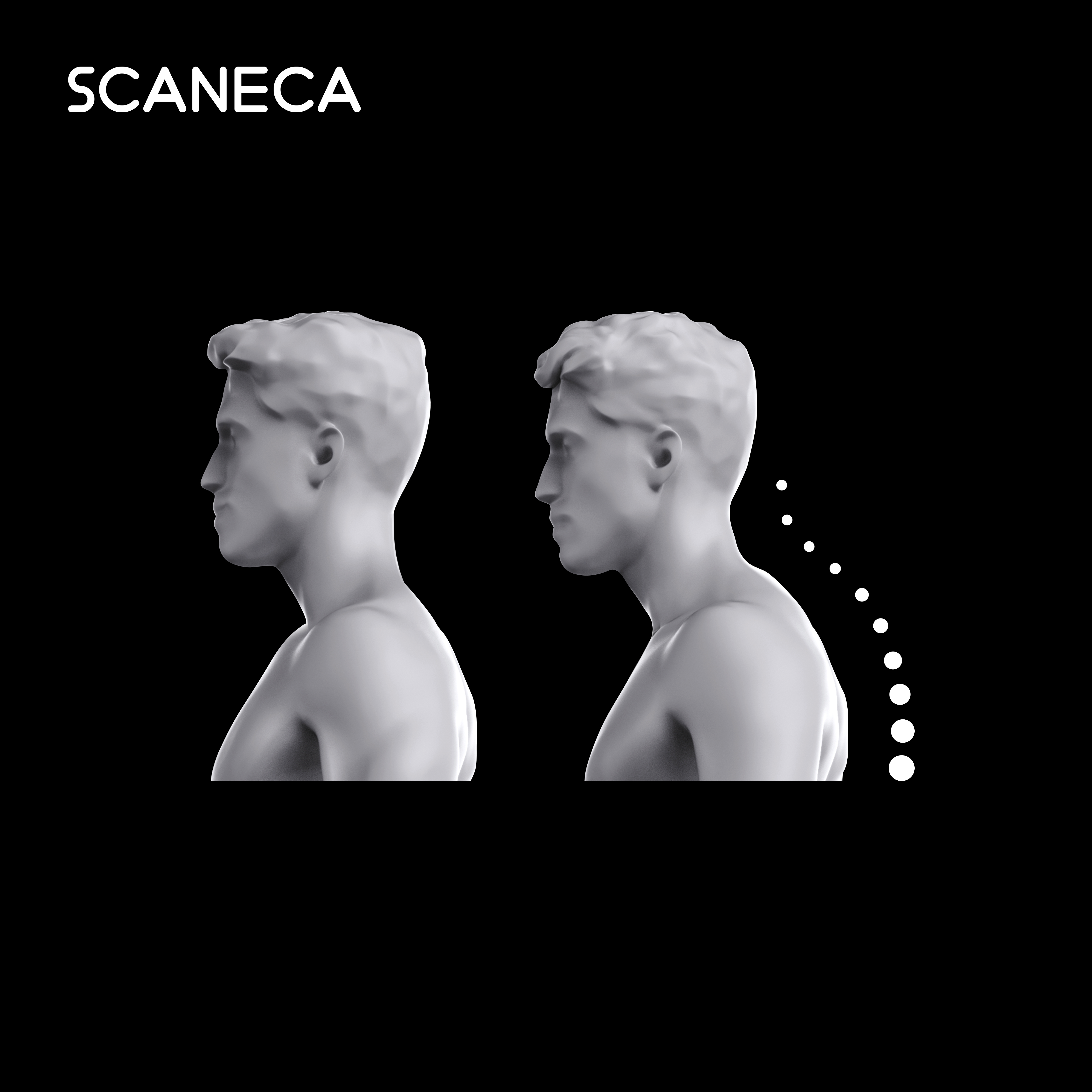 Haltungsanalyse – Vergleich zweier 3D-Köpfe seitlich